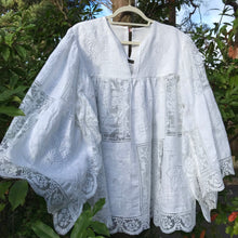 Load image into Gallery viewer, Mithra Folk Smock Blouse, White fine linen