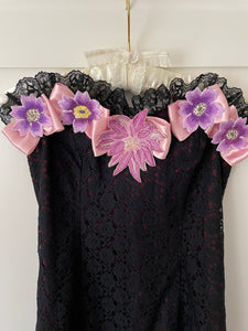 Vintage Guipure Lace & Flower Corset Dress
