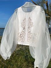 Load image into Gallery viewer, Sheer Blouse, White Organza size UK 10/12