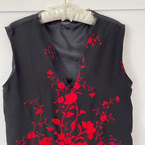 Embroidered Silk Tassel Slip Dress