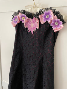 Vintage Guipure Lace & Flower Corset Dress