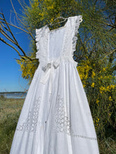 Load image into Gallery viewer, Pre - order: Apron Pinafore, Drawn Threadwork Linen & Broderie Anglais