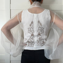 Load image into Gallery viewer, Sheer Blouse, White Organza size UK 10/12