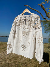 Load image into Gallery viewer, The Vintage Millie, Cut work natural linen