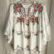 Load image into Gallery viewer, Mithra Folk Smock Blouse, Crochet linen