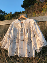 Load image into Gallery viewer, Mithra Smock Blouse, Crochet Crop Circle linen