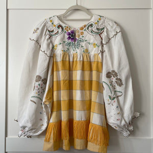The Frankie, vintage smock blouse, mustard jumbo check