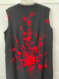 Embroidered Silk Tassel Slip Dress