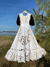 Load image into Gallery viewer, Apron Pinafore Over Dress, Cutout Linen & Broderie Anglais