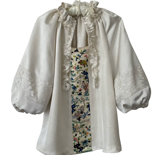 The Rosa Blouse, Silk Grosgrain, Chinese Embroidery