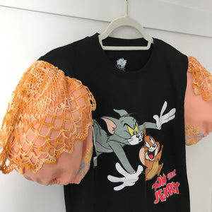 Vintage Tee, Upcycled Cat & Mouse