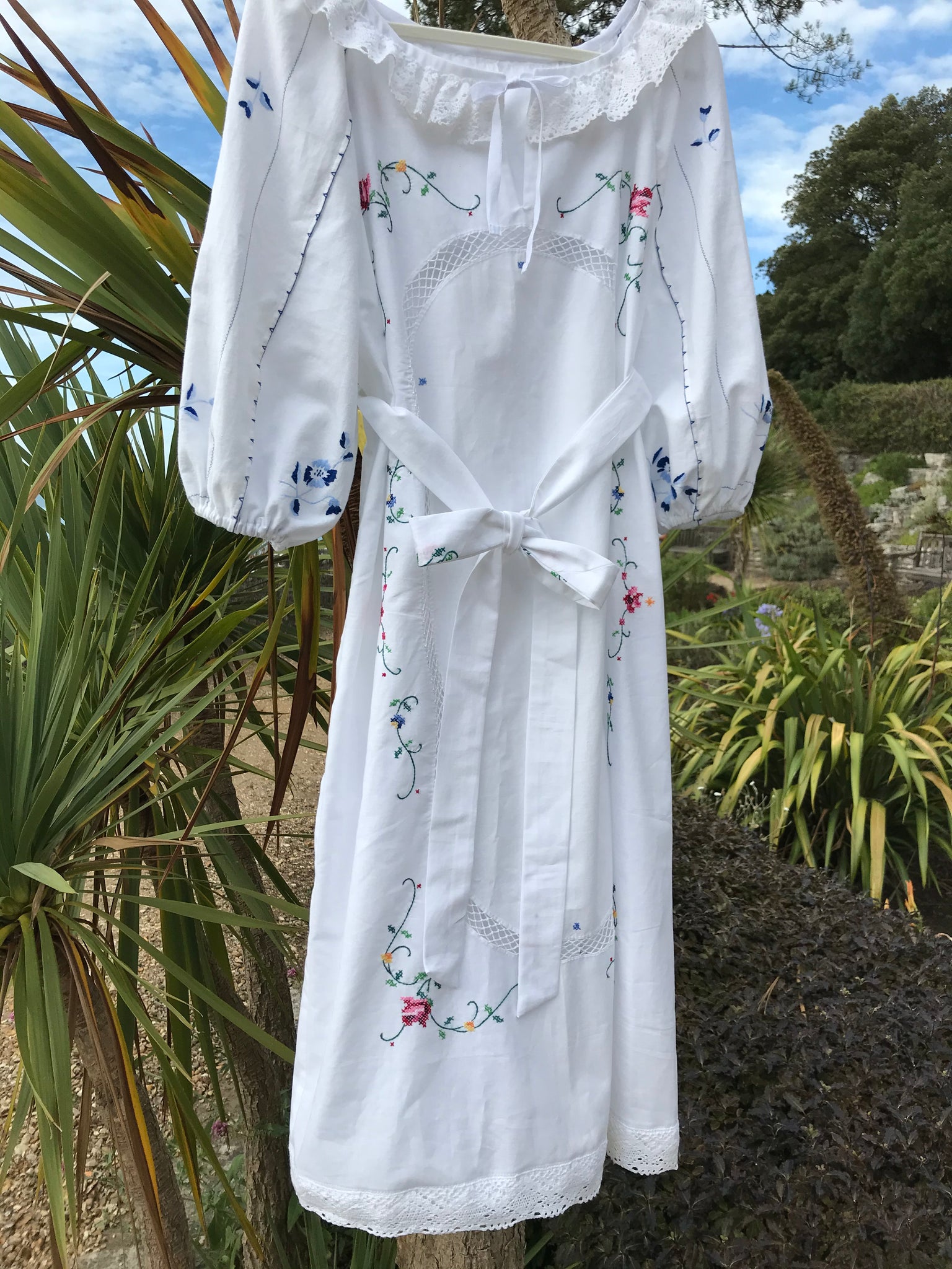 Dress, Vintage cross-stitch & embroidered linen, peasant style dress, Leila Ray Vintage Dress, Vintage cross-stitch & embroidered linen, peasant style dress, Leila Ray Vintage