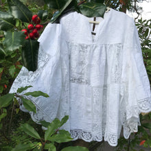Load image into Gallery viewer, Mithra Folk Smock Blouse, White fine linen