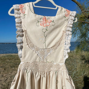 Apron Pinafore Dress, Crochet Trim & Broderie Anglais