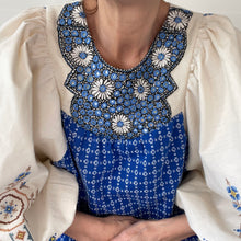 Load image into Gallery viewer, The Frankie, vintage smock blouse, blue Indian Banjara yoke