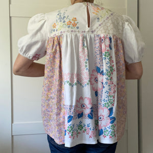 Clara Folk Smock blouse, Pink Print