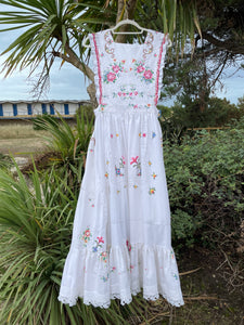 Apron Pinafore Dress, Cross-Stitch & Broderie Anglais Leila Ray Vintage Apron Pinafore Dress, Cross-Stitch & Broderie Anglais Leila Ray Vintage