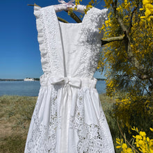 Load image into Gallery viewer, Apron Pinafore, Floral Cutout Linen &amp; Broderie Anglais