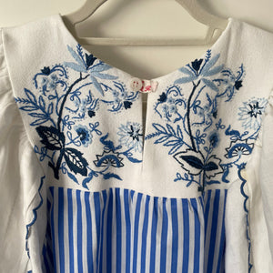 The Frankie, vintage smock blouse, blue candy stripe