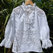 Load image into Gallery viewer, The Ruffle Rosa, White VintageTapework
