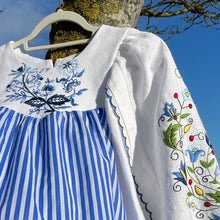 Load image into Gallery viewer, The Frankie, vintage smock blouse, blue candy stripe