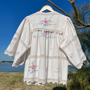 Mithra Folk Smock Blouse, Crochet trim