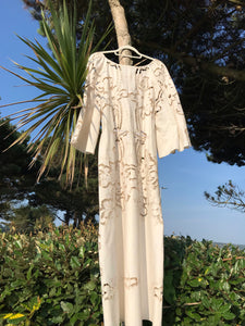 Vintage Summer Dress, embroidered linen