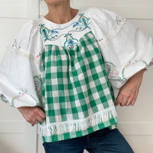 Load image into Gallery viewer, The Frankie, vintage smock blouse, green jumbo check