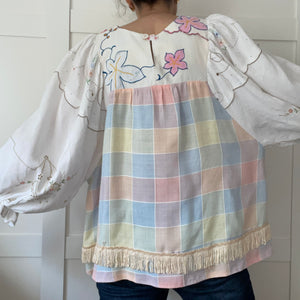 The Frankie, vintage smock blouse, pastel jumbo check