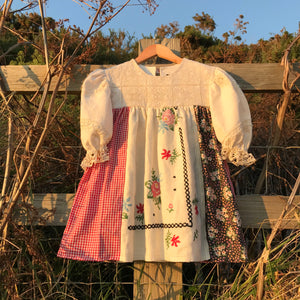 Clara Folk Smock blouse, Lace Patchwork