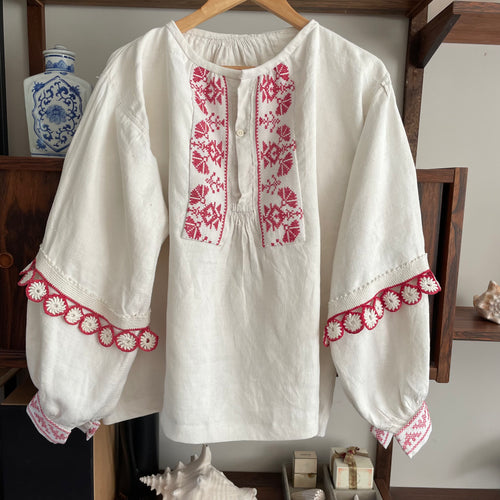 Vintage upcycled linen peasant blouse