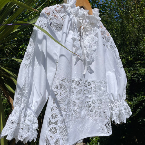 The Ruffle Rosa, White VintageTapework