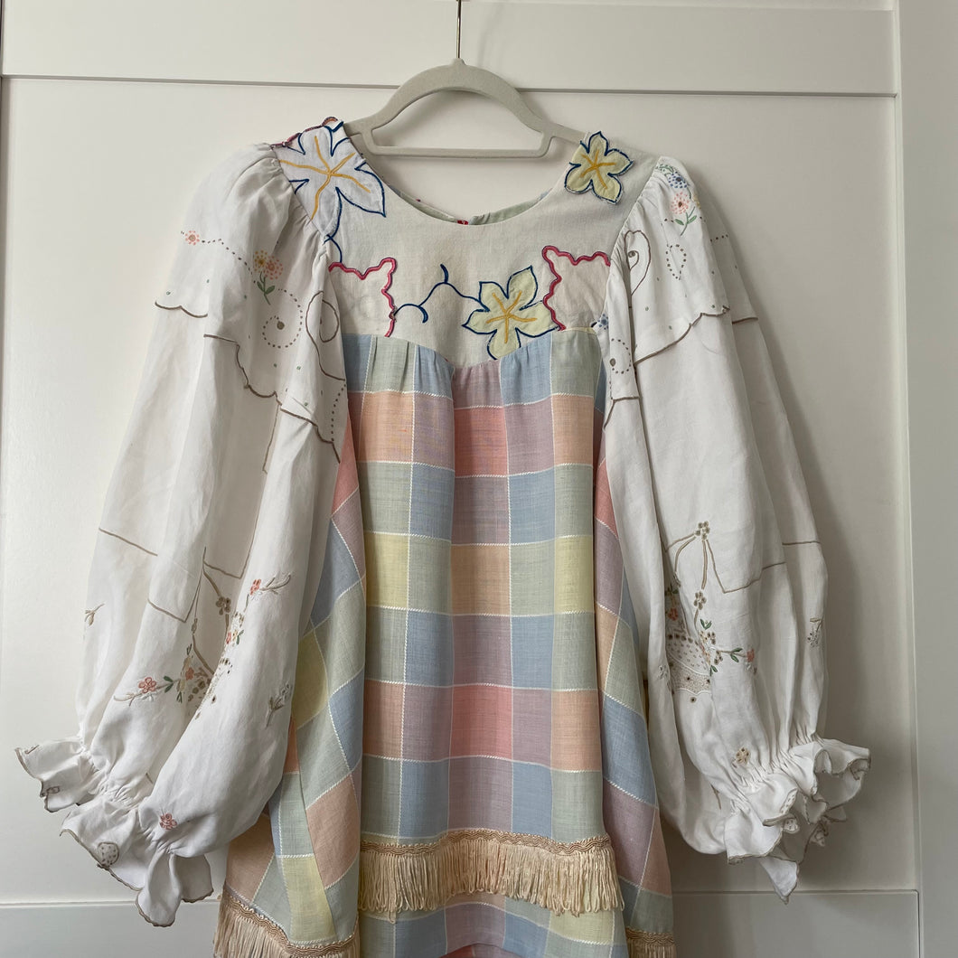 The Frankie, vintage smock blouse, pastel jumbo check