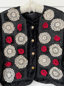 Vintage Velvet Rose & Lace Jacket