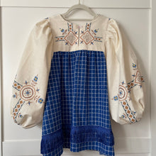 Load image into Gallery viewer, The Frankie, vintage smock blouse, blue Indian Banjara yoke