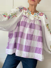 Load image into Gallery viewer, The Frankie, vintage smock blouse, lilac jumbo check