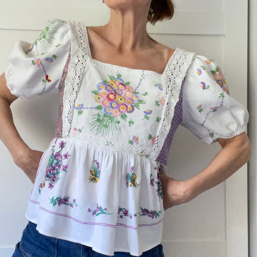 Vintage Maisey Blouse, Lilac Patchwork