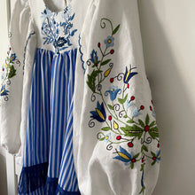 Load image into Gallery viewer, The Frankie, vintage smock blouse, blue candy stripe