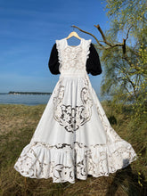 Load image into Gallery viewer, Apron Pinafore Over Dress, Cutout Linen &amp; Broderie Anglais